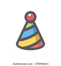 Festive stripy Cap Vector icon Cartoon illustration.