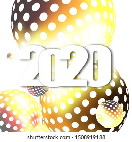
Festive stylish abstract background for the new year 2020 of golden balls