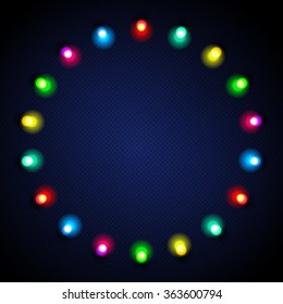 Festive stylish background with colored lights on dark blue textured background