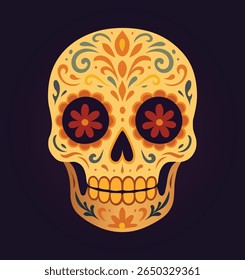 Festive Sugar Skull Illustration for Day of the Dead