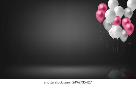 Festive summer background with balloons on  background  Holiday cartoon illustration.
