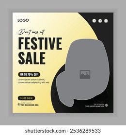Festive super sale social media post banner design and home appliance ad post template