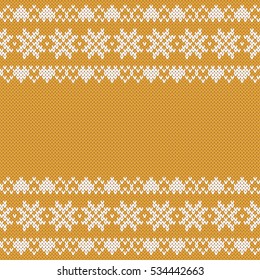 Festive Sweater Design. Gold Seamless Knitted Pattern