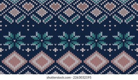 Festive Sweater Design. Seamless Knitted Pattern, Norway Festive Sweater Fair Isle Design. 