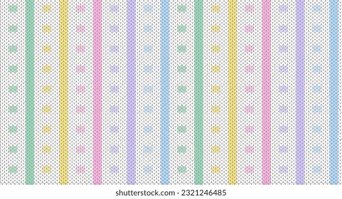 Festive Sweater Design. Seamless Knitted Pattern, Norway Festive Sweater Fair Isle Design, Pastel line Knitting Pattern.