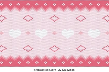 Festive Sweater Design.Knitting or Cross Stitching Knitwear Design. pink knitting pattern.