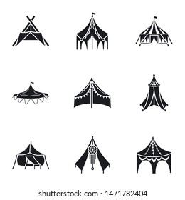 Festive tent icon set. Simple set of 9 festive tent vector icons for web design isolated on white background