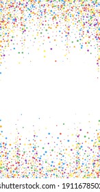 Festive terrific confetti. Celebration stars. Gold confetti on black background. Gorgeous festive overlay template. Vertical vector background.