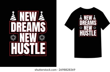 Festive text design with "New Year Warrior Mode"  on a black background.