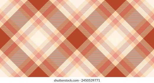 Festive textile tartan seamless, other vector pattern fabric. Scratched texture plaid background check in red and orange color.