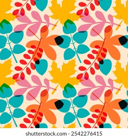Festive Thanksgiving Day Seamless Pattern Template featuring Vibrant Flat Style Cartoon Elements for Seasonal Designs and Holiday Decorations