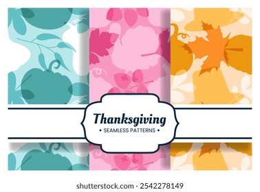 Festive Thanksgiving Day Seamless Pattern Template featuring Vibrant Flat Style Cartoon Elements for Seasonal Designs and Holiday Decorations