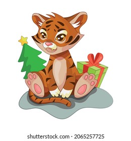 Festive tiger - symbol of the new year 2022 - Vector illustration