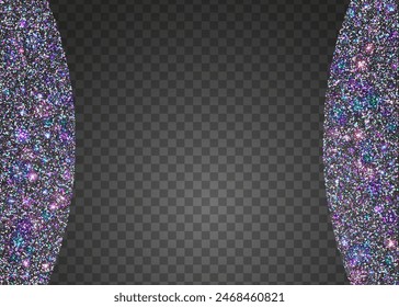 Festive Tinsel. Glare Colourful Illustration. Pink 3d Effect. Light Pattern. Party Glitter. Neon Burst. Digital Dust. Falling Ribbon. Purple Festive Tinsel