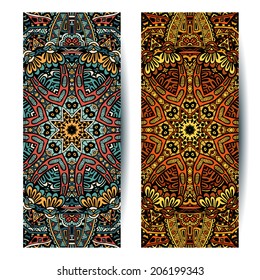 Festive Tribal vintage colorful ornamental ethnic banners