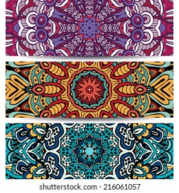 Festive Tribal vintage colorful ornamental ethnic banners
