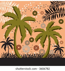 Festive tropical scene in square format for this vector illustration.