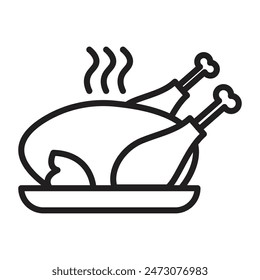 Festive Turkey Dinner Icon Ideal for Thanksgiving Invitations and Menus