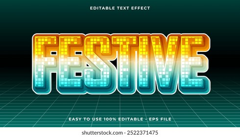Efecto de texto editable premium de tipografía festiva, texto con brillo 3D