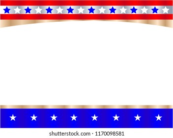 Festive United States flag symbol frame with blank space for your text and images.
