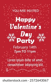 Festive valentine day party invitation poster and customizable text for event details