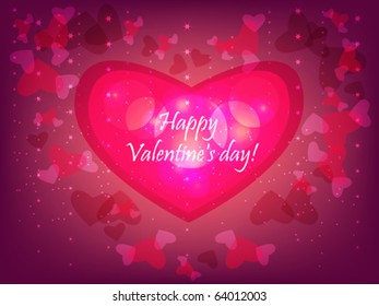 Festive valentine pink background, with shining heart patterns.