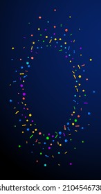 Festive valuable confetti. Celebration stars. Festive confetti on dark blue background. Favorable festive overlay template. Vertical vector background.