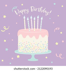 fondo vectorial festivo con pastel de cumpleaños para carteles, tarjetas, volantes, fondos de pantalla de medios sociales, etc.