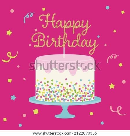 festive vector background with birthday cake for banners, cards, flyers, social media wallpapers, etc.