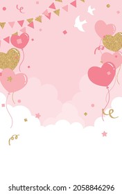 festive vector background with heart balloons in the sky for banners, cards, flyers, social media wallpapers, etc.