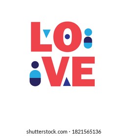 Festive vector background lettering font Love. Greeting poster and greeting card for Valentine's day.