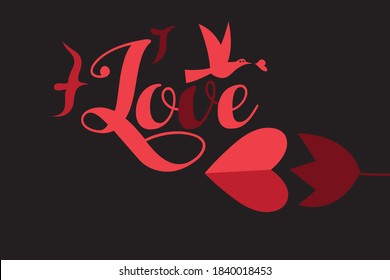 Festive vector background lettering font Love. Greeting poster and greeting card for Valentine's day.
