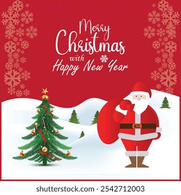 A festive vector background for a "Merry Christmas with Happy New Year" card. Features cheerful design elements, perfect for spreading holiday joy and celebrating the season's warmth.
