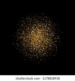 
Festive vector black background.Golden glitter particle circle.