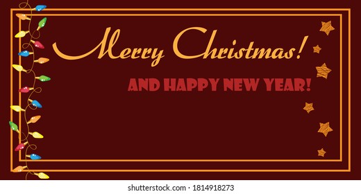 Festive vector card for Christmas and New Year celebration. Happy 2021