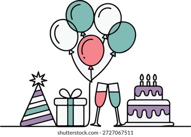 Vector festivo colección de Elementos de celebración de fiesta de cumpleaños