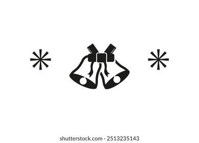 Festive vector design featuring Christmas bells and decorative snowflakes, ideal for holiday decorations and invitations.