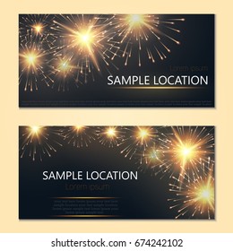 Festive vector fireworks and the location of the text