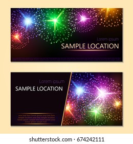 Festive vector fireworks and the location of the text