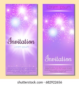 Festive vector fireworks and the location of the text