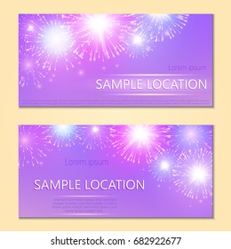 Festive vector fireworks and the location of the text