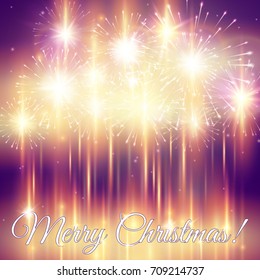 Festive vector fireworks and the location of the text