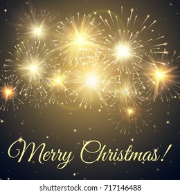 Festive vector fireworks and the location of the text