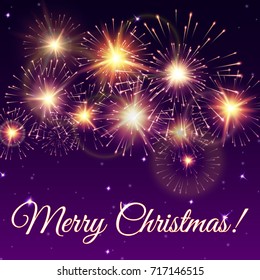 Festive vector fireworks and the location of the text
