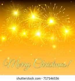 Festive vector fireworks and the location of the text