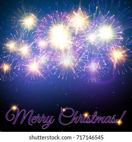 Festive vector fireworks and the location of the text