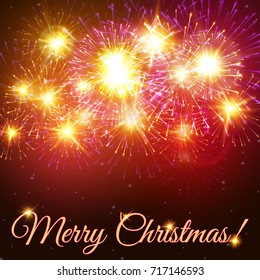 Festive vector fireworks and the location of the text
