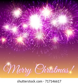 Festive vector fireworks and the location of the text