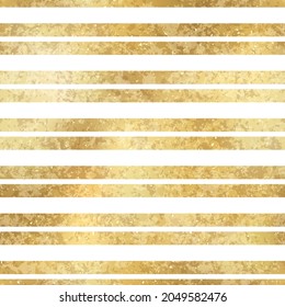 Festive Vector Geometric Striped Golden Seamless Pattern. Classic shiny gold foil repeat texture with horizontal lines. White stripes holiday luxury glow print for digital paper, wallpaper, background