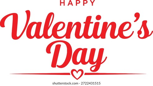 Un gráfico de Vector festivo con 'Feliz Día de San Valentín' en tipografía roja con un símbolo de corazón, perfecto para celebraciones y ocasiones románticas del Día de San Valentín.